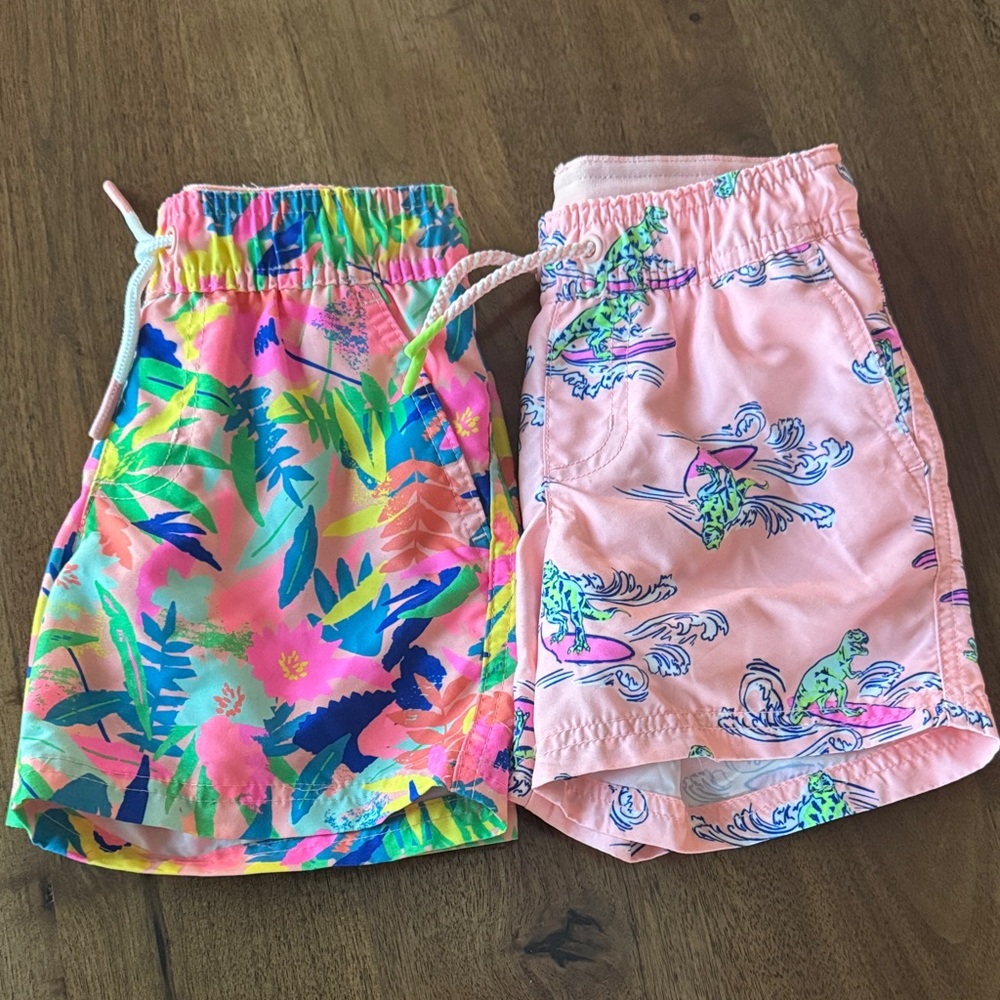 Cat & Jack Pink Tropical Print Swim Shorts Duo